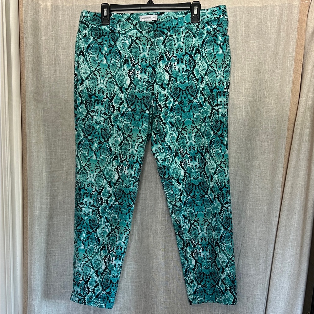 Liz Claiborne Turquoise Snake Print Trousers size 14 women